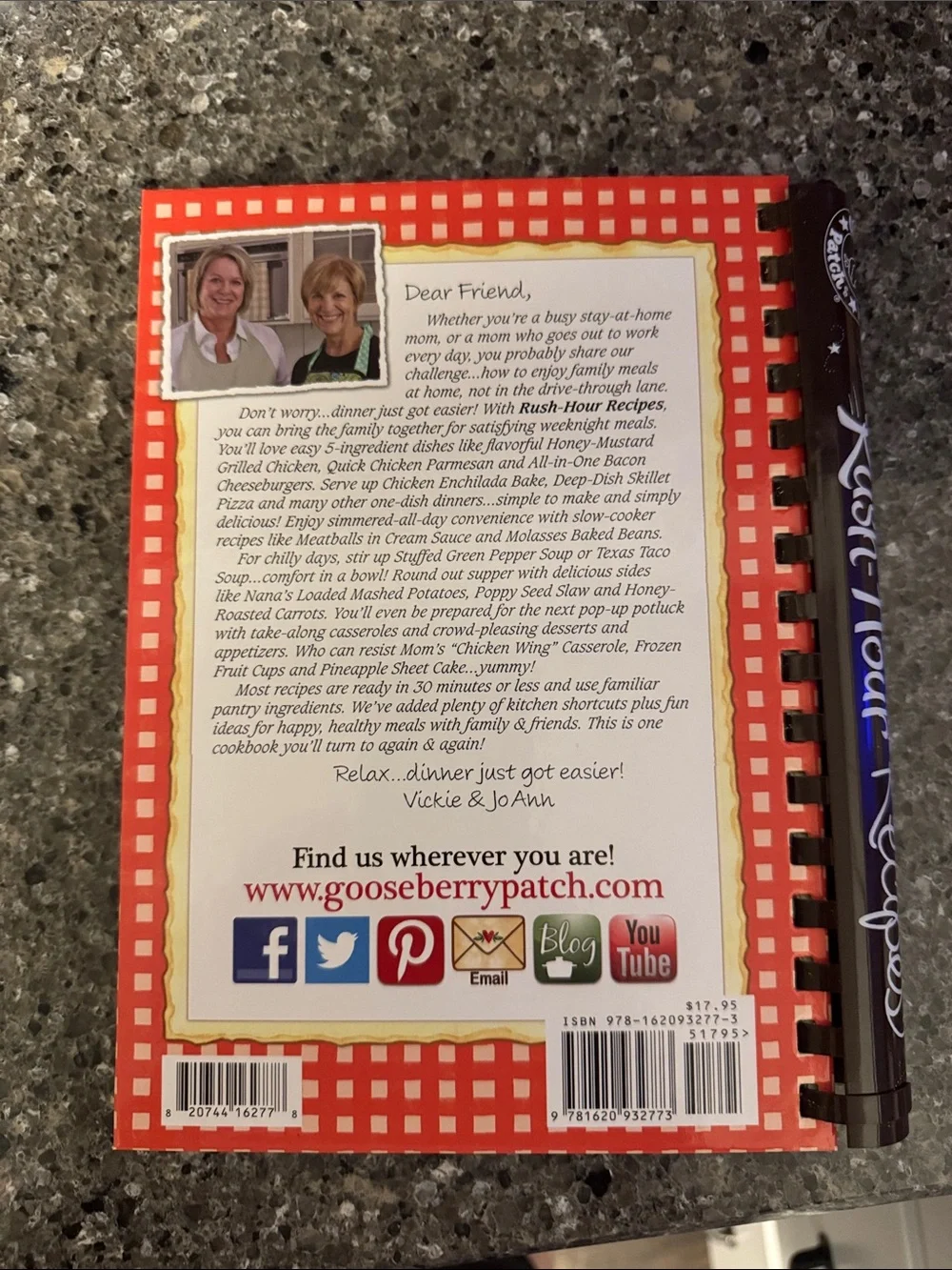Gooseberry Patch Rush-Hour Recipes Cookbook - Red Cover